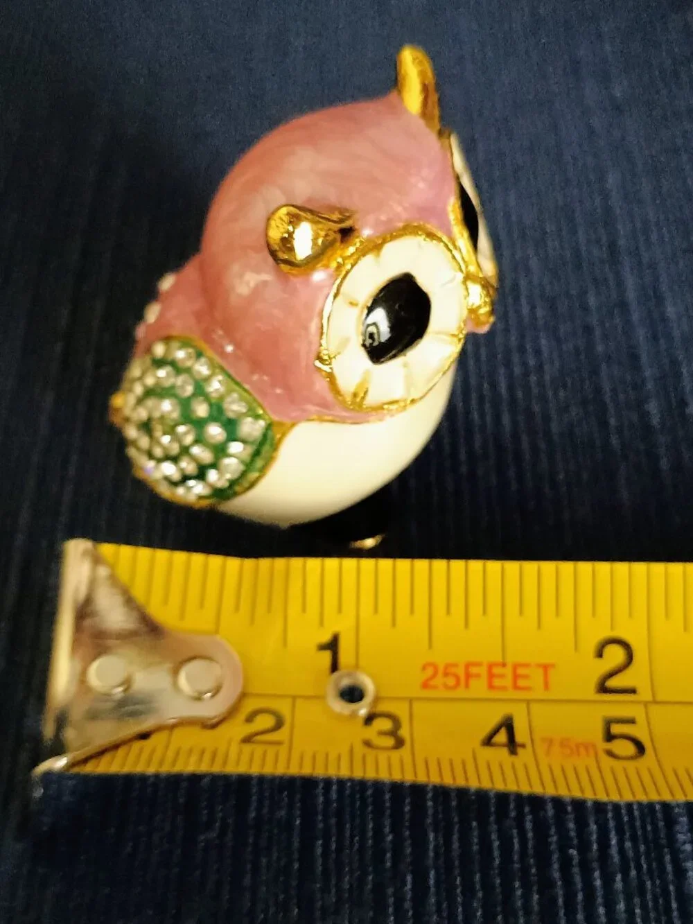 Pink Owl Jeweled Enameled Trinket Box